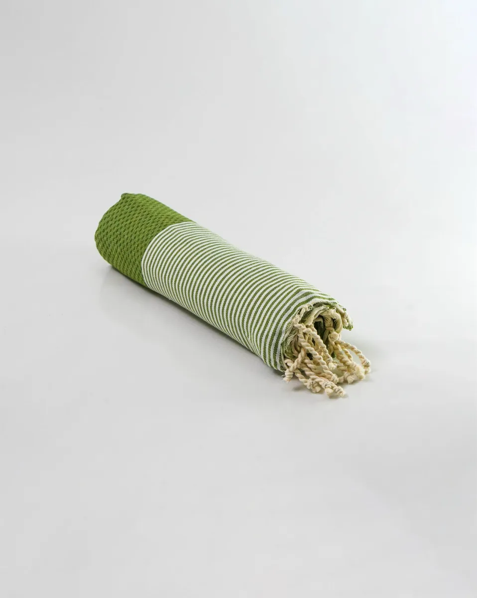 Fouta Rayée FTA0018 — tissage Nid d'Abeille 1×2m