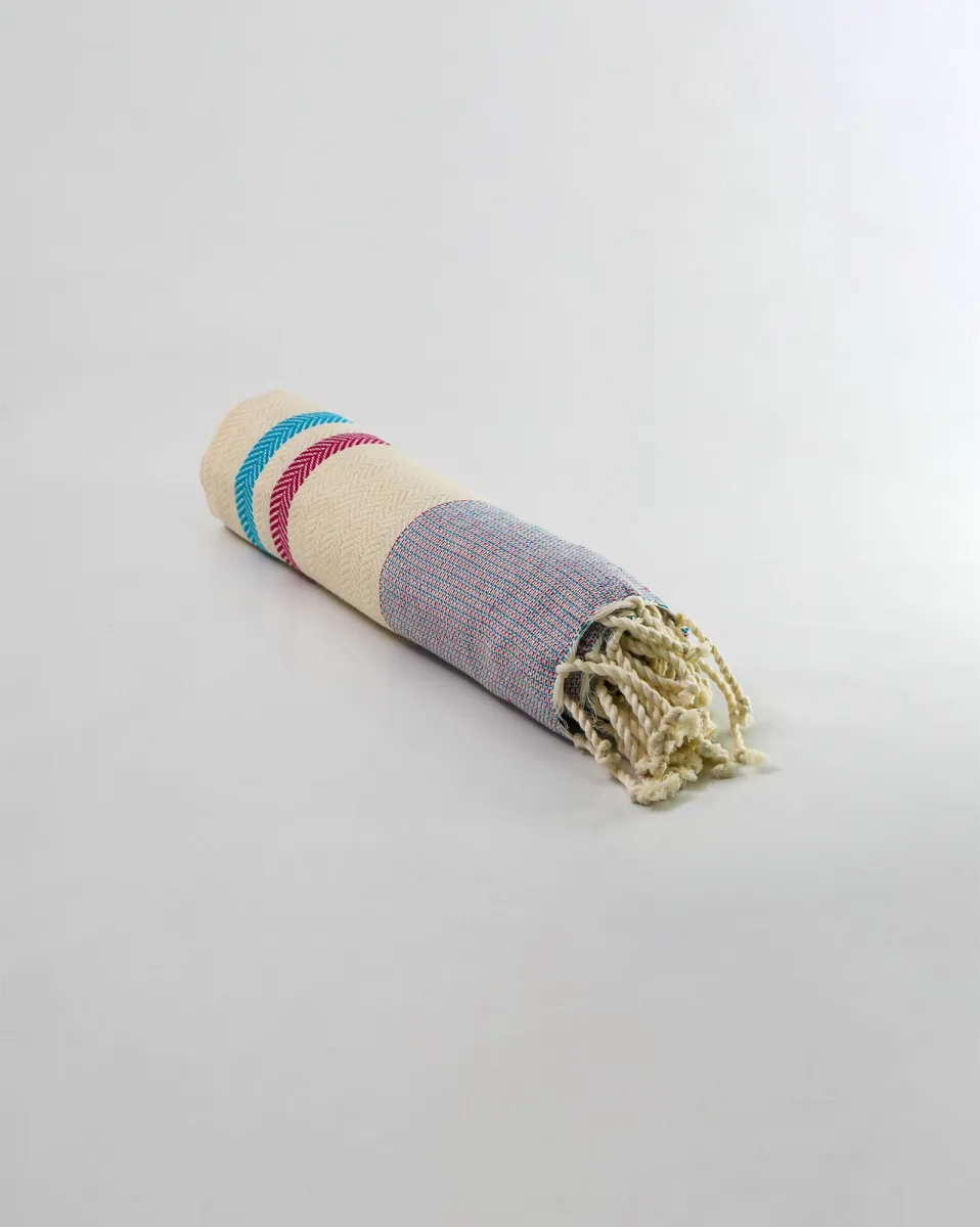 Fouta Jrida FTA0025 — tissage Chevron 1×2m