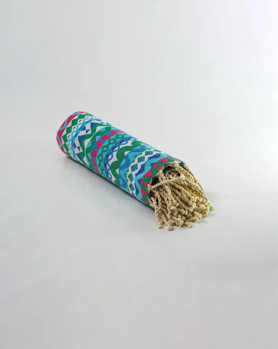 Fouta Multicolore FTA0039 — tissage Jacquard 1×2m